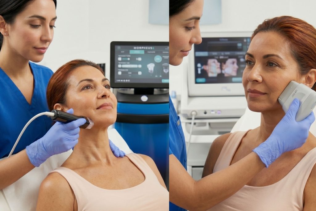 Comparativa médica entre Morpheus8 vs. HIFU: cómo actúan, diferencias reales y cuándo puede estar indicado cada uno.